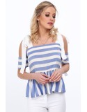 Blaue Bluse mit nackten Schultern für den täglichen Gebrauch MP28169 – Online-Shop – Boutique